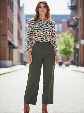 Avon Womens Shirt Multicolor Geometric Print 3/4 Sleeve Size Medium